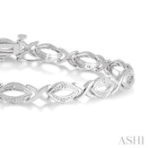1/10 Ctw Round Cut Diamond Swirl bracelet in Sterling Silver